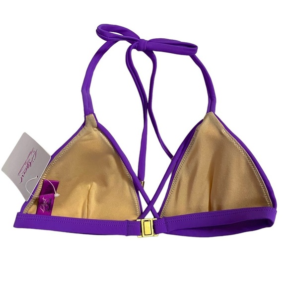 L'Agent by Agent Provacateur Avril Violet Triangle Bikini Top Halter Ties Small - Picture 4 of 12